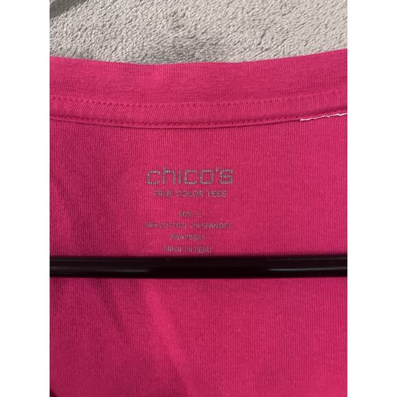 Chicos True Color Solid Top Dark Pink Womens Sz 3 US XL V-neck 3/4 Sleeve Tee - Picture 3 of 7
